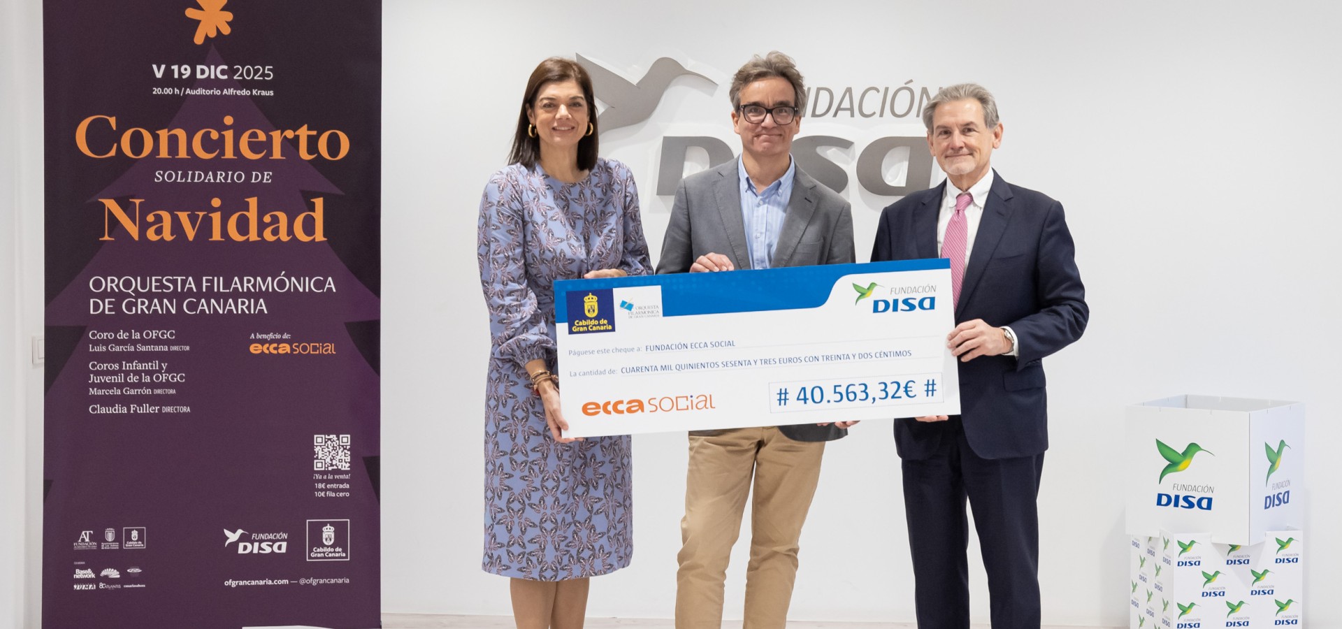 La OFGC y la Fundación DISA entregan un cheque por valor de 40.563,32 euros a la Fundación ECCA Social